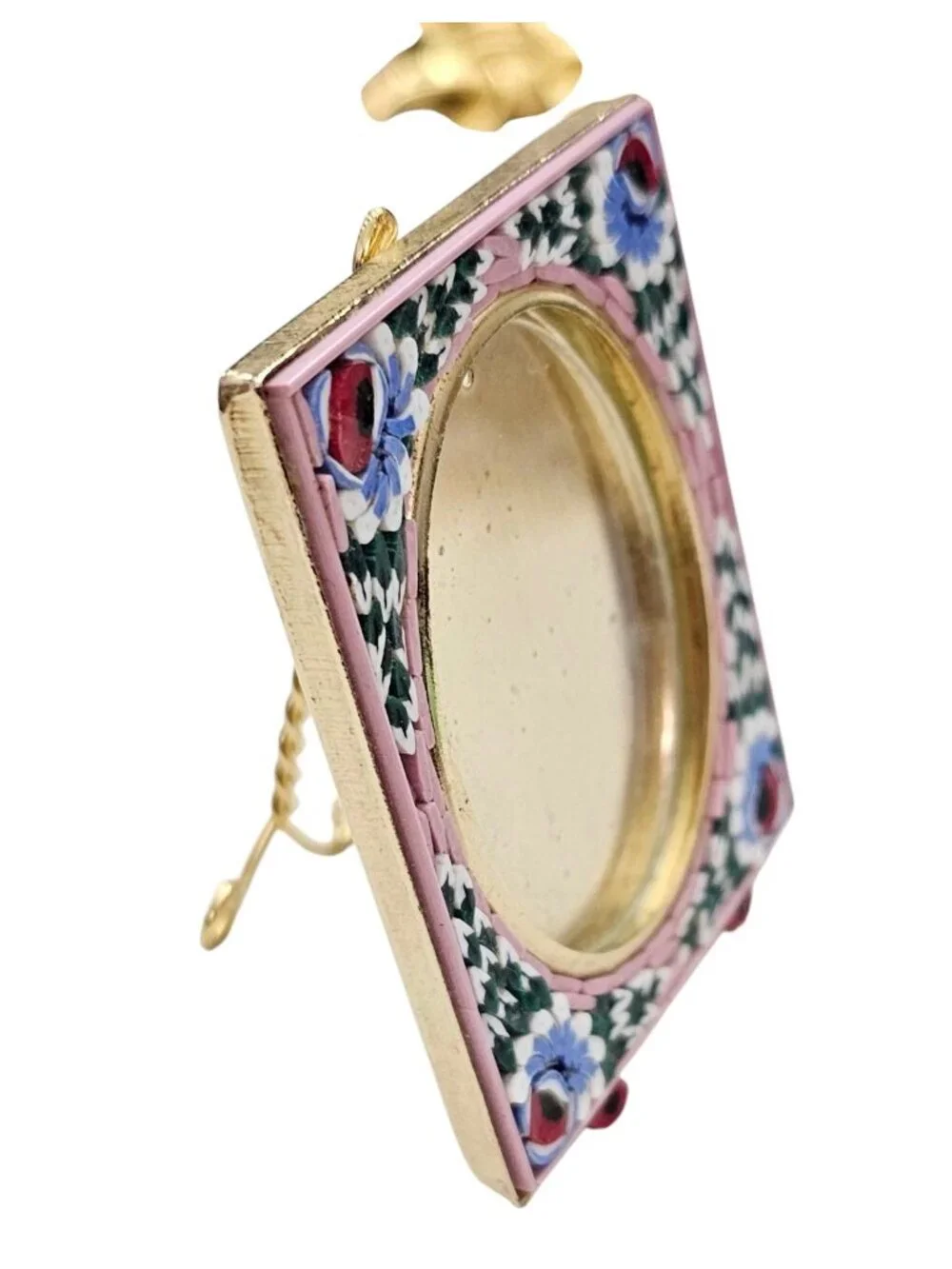 Mosaic Miniature Photo Frame Pink Blue Green Glass Chip, J110